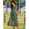 imageHOTOUCH Womens Summer Short Sleeve ALine Midi Dresses Casual Floral TShirt Dress Flowy Beach Sundress with PocketsGreen Print Floral