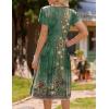 imageHOTOUCH Womens Summer Short Sleeve ALine Midi Dresses Casual Floral TShirt Dress Flowy Beach Sundress with PocketsGreen Print Floral