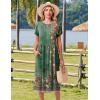imageHOTOUCH Womens Summer Short Sleeve ALine Midi Dresses Casual Floral TShirt Dress Flowy Beach Sundress with PocketsGreen Print Floral