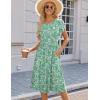 imageHOTOUCH Womens Summer Short Sleeve ALine Midi Dresses Casual Floral TShirt Dress Flowy Beach Sundress with PocketsGreen Small Floral