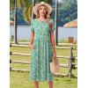 imageHOTOUCH Womens Summer Short Sleeve ALine Midi Dresses Casual Floral TShirt Dress Flowy Beach Sundress with PocketsGreen Small Floral