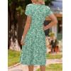 imageHOTOUCH Womens Summer Short Sleeve ALine Midi Dresses Casual Floral TShirt Dress Flowy Beach Sundress with PocketsGreen Small Floral