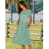 imageHOTOUCH Womens Summer Short Sleeve ALine Midi Dresses Casual Floral TShirt Dress Flowy Beach Sundress with PocketsGreen Small Floral
