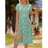 imageHOTOUCH Womens Summer Short Sleeve ALine Midi Dresses Casual Floral TShirt Dress Flowy Beach Sundress with PocketsGreen Small Floral