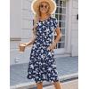 imageHOTOUCH Womens Summer Short Sleeve ALine Midi Dresses Casual Floral TShirt Dress Flowy Beach Sundress with PocketsNavy Blue White Floral