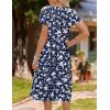 imageHOTOUCH Womens Summer Short Sleeve ALine Midi Dresses Casual Floral TShirt Dress Flowy Beach Sundress with PocketsNavy Blue White Floral