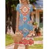 imageHOTOUCH Womens Summer Short Sleeve ALine Midi Dresses Casual Floral TShirt Dress Flowy Beach Sundress with PocketsOrange Yellow Blue Floral