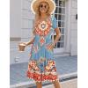 imageHOTOUCH Womens Summer Short Sleeve ALine Midi Dresses Casual Floral TShirt Dress Flowy Beach Sundress with PocketsOrange Yellow Blue Floral