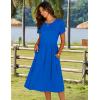 imageHOTOUCH Womens Summer Short Sleeve ALine Midi Dresses Casual Floral TShirt Dress Flowy Beach Sundress with PocketsRoyal Blue