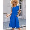 imageHOTOUCH Womens Summer Short Sleeve ALine Midi Dresses Casual Floral TShirt Dress Flowy Beach Sundress with PocketsRoyal Blue