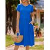 imageHOTOUCH Womens Summer Short Sleeve ALine Midi Dresses Casual Floral TShirt Dress Flowy Beach Sundress with PocketsRoyal Blue