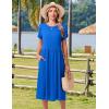 imageHOTOUCH Womens Summer Short Sleeve ALine Midi Dresses Casual Floral TShirt Dress Flowy Beach Sundress with PocketsRoyal Blue