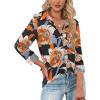 imageHOTOUCH Womens Button Down Shirts Long Sleeve Dress Shirts Casual V Neck Collared Tops Work Office Blouse with PocketFlower Black