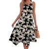 imageHOTOUCH Womens Casual Summer Dress Sleeveless Sundress Hankerchief Hem Midi Tank Dresses Beach Dress with PocketsLeaf Floral