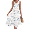 imageHOTOUCH Womens Casual Summer Dress Sleeveless Sundress Hankerchief Hem Midi Tank Dresses Beach Dress with PocketsPinkwhite