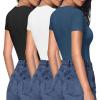 imageHOTOUCH Deep V Neck Tops for Women Sexy Low Cut Summer Ribbed Knit T Shirts Slim Fit Stretchy Basic Fashion Tee3 PackblackWhiteBlue