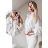 imageHOTOUCH Womens Linen Button Down Shirt Casual Long Sleeve Cotton Blouse Loose Fit Collared Work Gauze Tops with PocketAwhite