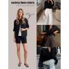 imageHOTOUCH Womens Linen Button Down Shirt Casual Long Sleeve Cotton Blouse Loose Fit Collared Work Gauze Tops with PocketBlack