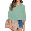 imageHOTOUCH Womens Linen Button Down Shirt Casual Long Sleeve Cotton Blouse Loose Fit Collared Work Gauze Tops with PocketGreen