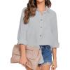 imageHOTOUCH Womens Linen Button Down Shirt Casual Long Sleeve Cotton Blouse Loose Fit Collared Work Gauze Tops with PocketGrey