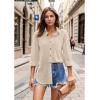 imageHOTOUCH Womens Linen Button Down Shirt Casual Long Sleeve Cotton Blouse Loose Fit Collared Work Gauze Tops with PocketKhaki