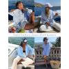 imageHOTOUCH Womens Linen Button Down Shirt Casual Long Sleeve Cotton Blouse Loose Fit Collared Work Gauze Tops with PocketLight Blue