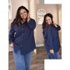 imageHOTOUCH Womens Linen Button Down Shirt Casual Long Sleeve Cotton Blouse Loose Fit Collared Work Gauze Tops with PocketNavy