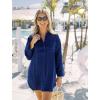 imageHOTOUCH Womens Linen Button Down Shirt Casual Long Sleeve Cotton Blouse Loose Fit Collared Work Gauze Tops with PocketNavy