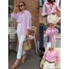 imageHOTOUCH Womens Linen Button Down Shirt Casual Long Sleeve Cotton Blouse Loose Fit Collared Work Gauze Tops with PocketPink