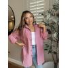 imageHOTOUCH Womens Linen Button Down Shirt Casual Long Sleeve Cotton Blouse Loose Fit Collared Work Gauze Tops with PocketWatermelon Pink