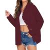 imageHOTOUCH Womens Linen Button Down Shirt Casual Long Sleeve Cotton Blouse Loose Fit Collared Work Gauze Tops with PocketWine Red
