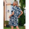imageHOTOUCH Womens Summer Shirt Dress Short Sleeve Floral Shift Dresses Casual Loose Flowy Beach Sundress with PocketsA01blue Leaf Print