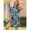 imageHOTOUCH Womens Summer Shirt Dress Short Sleeve Floral Shift Dresses Casual Loose Flowy Beach Sundress with PocketsA01blue Leaf Print