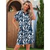 imageHOTOUCH Womens Summer Shirt Dress Short Sleeve Floral Shift Dresses Casual Loose Flowy Beach Sundress with PocketsA01blue Leaf Print