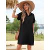 imageHOTOUCH Womens Summer Shirt Dress Short Sleeve Floral Shift Dresses Casual Loose Flowy Beach Sundress with PocketsA03black