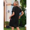 imageHOTOUCH Womens Summer Shirt Dress Short Sleeve Floral Shift Dresses Casual Loose Flowy Beach Sundress with PocketsA03black