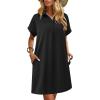 imageHOTOUCH Womens Summer Shirt Dress Short Sleeve Floral Shift Dresses Casual Loose Flowy Beach Sundress with PocketsA03black