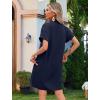imageHOTOUCH Womens Summer Shirt Dress Short Sleeve Floral Shift Dresses Casual Loose Flowy Beach Sundress with PocketsA05navy Blue