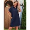 imageHOTOUCH Womens Summer Shirt Dress Short Sleeve Floral Shift Dresses Casual Loose Flowy Beach Sundress with PocketsA05navy Blue