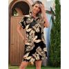 imageHOTOUCH Womens Summer Shirt Dress Short Sleeve Floral Shift Dresses Casual Loose Flowy Beach Sundress with PocketsBlack Khaki Leaves