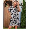 imageHOTOUCH Womens Summer Shirt Dress Short Sleeve Floral Shift Dresses Casual Loose Flowy Beach Sundress with PocketsBlue Leaf Print