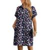 imageHOTOUCH Womens Summer Shirt Dress Short Sleeve Floral Shift Dresses Casual Loose Flowy Beach Sundress with PocketsBlue Pink Floral