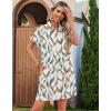 imageHOTOUCH Womens Summer Shirt Dress Short Sleeve Floral Shift Dresses Casual Loose Flowy Beach Sundress with PocketsColorful Leaves