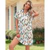 imageHOTOUCH Womens Summer Shirt Dress Short Sleeve Floral Shift Dresses Casual Loose Flowy Beach Sundress with PocketsColorful Leaves