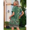 imageHOTOUCH Womens Summer Shirt Dress Short Sleeve Floral Shift Dresses Casual Loose Flowy Beach Sundress with PocketsGreen Print