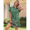 imageHOTOUCH Womens Summer Shirt Dress Short Sleeve Floral Shift Dresses Casual Loose Flowy Beach Sundress with PocketsGreen Print