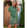 imageHOTOUCH Womens Summer Shirt Dress Short Sleeve Floral Shift Dresses Casual Loose Flowy Beach Sundress with PocketsGreen Print