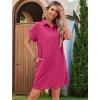 imageHOTOUCH Womens Summer Shirt Dress Short Sleeve Floral Shift Dresses Casual Loose Flowy Beach Sundress with PocketsHot Pink