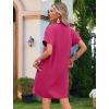 imageHOTOUCH Womens Summer Shirt Dress Short Sleeve Floral Shift Dresses Casual Loose Flowy Beach Sundress with PocketsHot Pink