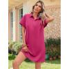 imageHOTOUCH Womens Summer Shirt Dress Short Sleeve Floral Shift Dresses Casual Loose Flowy Beach Sundress with PocketsHot Pink